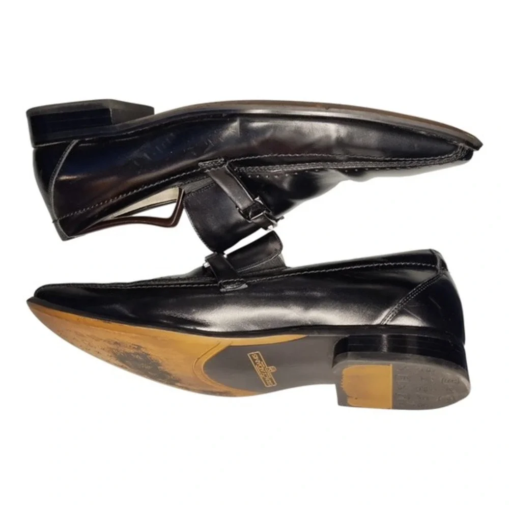 Stacy Adams Dress Shoes Mens US 11M Black Leather Square Toe Slip On 21498-001